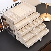 5-Tier Jewelry Organizer Jewelry Box - Stackable Drawer Storage For Rings, Earrings, Necklaces & Bracelets - Large Capacity Desktop Display Case Valentine Day - Multicolor - View 11