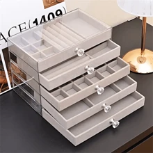 5-Tier Jewelry Organizer Jewelry Box - Stackable Drawer Storage For Rings, Earrings, Necklaces & Bracelets - Large Capacity Desktop Display Case Valentine Day - Multicolor - View 8