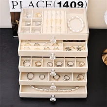 5-Tier Jewelry Organizer Jewelry Box - Stackable Drawer Storage For Rings, Earrings, Necklaces & Bracelets - Large Capacity Desktop Display Case Valentine Day - Multicolor - View 9