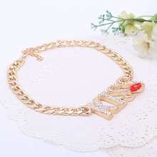 Damen Charme Braut Kristall Kuss Lippenstift Großer Buchstabe Halskette Ohrringe Ring Armband Klassisches Hochzeit Party Schmuckset