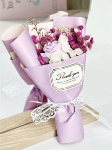 1 人造花束包含 1 朵人造玫瑰、人造满天星、鲜花包装纸、16cmx10cm 永生香皂花，适合作为生日或周年纪念礼物送给妈妈、闺蜜、朋友、母亲节情人节礼物、婚礼纪念品和节日派对家居餐桌装饰礼物、女性生日或派对礼物、情人节、礼物 - Style A - 查看 7