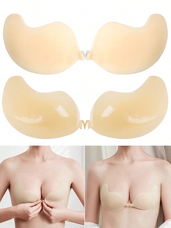 Women's Strapless Sticky Bra Backless Self Adhesive Invisible Bras Ultra Thin Lightweight Silicone Strong Stickiness Push UP Bras For Wedding Backless Wireless Evening Dresses