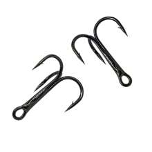 Fishing Treble Hooks Kit, Red And Black Treble Hooks Sharp Round Bend High Carbon Steel Fishing Hooks Strong Barbed Hooks With Stainless Steel Split Rings, For Lures Baits Fishing Hook Set 2# 4# 6# 8# 10# For Freshwater Saltwater