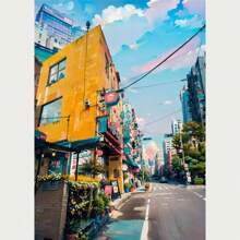 Tranh canvas và tranh in hình kiến trúc đường phố Nhật Bản với họa tiết hoa anh đào, tranh nghệ thuật treo tường cho phòng khách hiện đại. - Nhiều màu - Xem 20