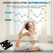 Multi-Function Smart Body Fat And Weight Scale, Bathroom Digital Scale With Tempered Glass Wide Platform, Precise & Safe, Large Digits, Easy-Read Electronic Scale, LCD Display, 390lbs Capacity Bathroom Weight Scale, Connects To Mobile Devices To Receive Real-Time Data, Suitable For Home, Fitness, Outdoor - No Batteries Included - Size: 10.2 Inches * 10.2 Inches - View 6