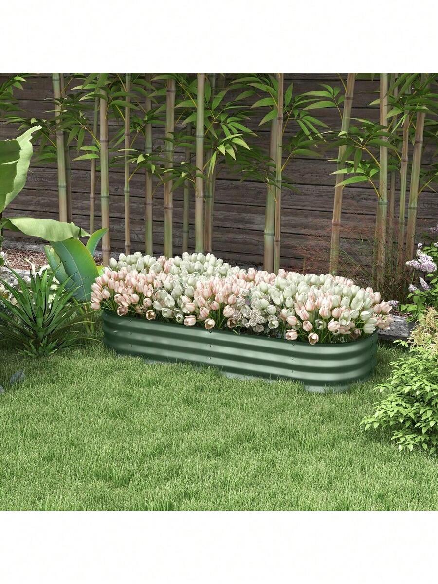 Outsunny 4.9' X 2' X 1' Galvanized Raised Garden Bed Kit, Outdoor Metal