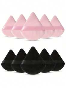 10pcs Reusable Soft Fluffy Triangle Makeup Sponges, Suitable For Face, Body, Powder, Wet & Dry Makeup Tools - Multicolor - View 1