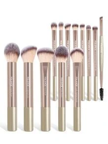 MAANGE 13pcs Professional Soft Long Aluminum Tube Makeup Brush Set,Soft Foundation Brush, Eyeshadow Brush, Eyebrow Brush, Blending Brush,Highlight Brush,Concealer Brush,Makeup Brush For Powder Liquid Cream,For Daily Use And Travel,Makeup Accessories Gifts For Friends ﻿ ﻿ ﻿ - 金色 - 查看 5