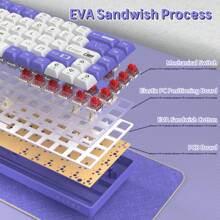 ATTACK SHARK AK680 60% Wired Mechanical Gaming Keyboard,Hot-Swappable,RGB Rainbow Backlit,UV Printing And EVA Sound Control,Fully Anti-Ghosting,Programmable,Red Switch - 紫白色 - 查看 6