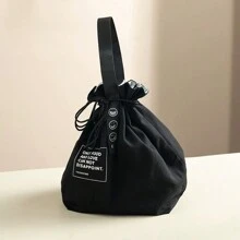 Simple Drawstring Thermal Lunch Bag, Japanese Style Linen Industrial Fabric Canvas Picnic Bento Bag (Drawstring Material Random) Insulated Woman Lunch Box Bag For Women Ladies School Supplies Stuff Accessories