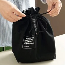 Simple Drawstring Thermal Lunch Bag, Japanese Style Linen Industrial Fabric Canvas Picnic Bento Bag (Drawstring Material Random) Insulated Woman Lunch Box Bag For Women Ladies School Supplies Stuff Accessories