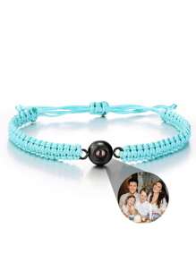 1 Stück personalisierte Foto-Projektions-Armband, rundes Projektions-Foto-Armband, buntes geflochtenes Projektions-Armband, geschlechtsneutrales Design, geeignet für Männer, Frauen, Paar, Familie, Freunde und Haustiere. Weihnachten, Halloween, Muttertag, Vatertag, Valentinstag und Geburtstagsgeschenk