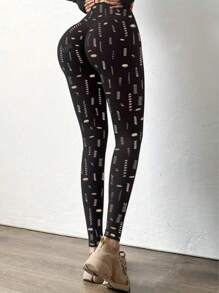 Dames Casual Minimalistische Getailleerde Legging met Hoge Taille,