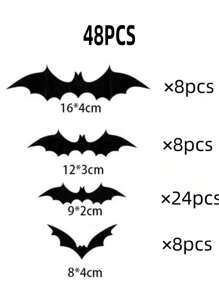 28pcs/Set Halloween Wall Bat Decorations, 4 Different Sizes 3D Realistic Horror Bat Stickers, Black Plastic Fake 3D Bat Stickers For Party Home Window Decor, Suitable For House, Window, Home, Yard, Indoor, Bathroom, Bar, KTV, Haunted House And Halloween Party Supplies,Christmas