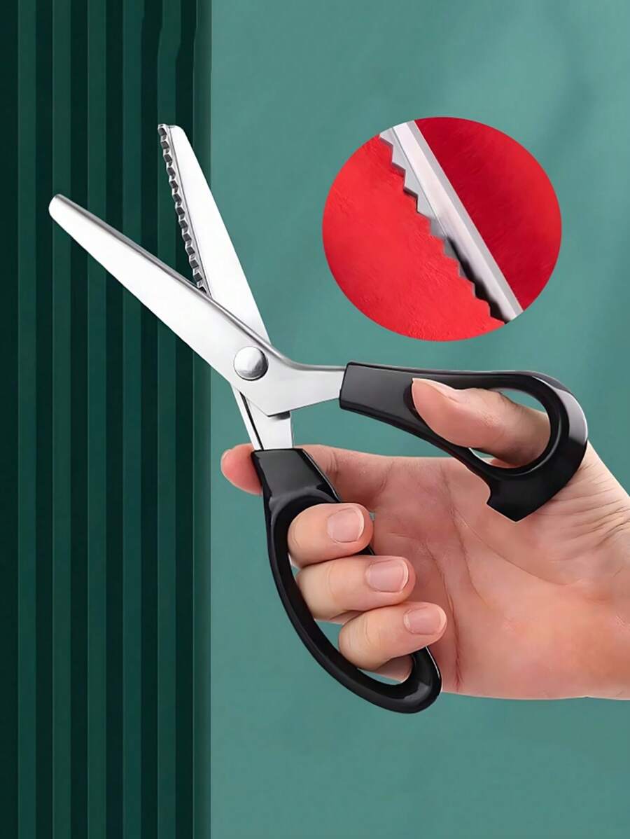 1 chiếc kéo răng cưa, thích hợp cho DIY, may vá, vải, da, cắt giấy và trang trí - Nhiều màu - Xem 1