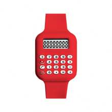 1入迷你多彩計算器手錶，帶碼錶計時功能，創意8位計算機手錶