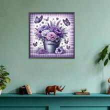 Bộ tranh kim cương nghệ thuật - Bộ tranh khảm kim cương 5D tự làm hình hoa tím Bộ tranh kim cương nghệ thuật phòng ngủ phòng khách trang trí nhà cửa - Nhiều màu - Xem 5