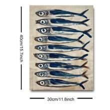 1pc Unframed Retro Sardine Food Kitchen Poster Vintage Still Life Fish Coastal Art Painting Canvas Print Modern Dining Room Restaurant Wall Picture For Dorm Apartment Living Room Home Decoration