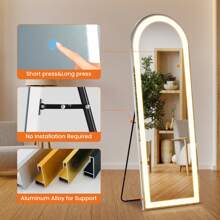 Sweetcrispy 63"X20" Full Length Mirror With LED Lights, Free Standing Floor Mirror, Lighted Full Body Mirror, Wall Mounted Mirror, Dimming & 3 Color Lighting For Bedroom, Living Room - Xem 7