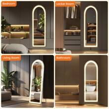Sweetcrispy 63"X20" Full Length Mirror With LED Lights, Free Standing Floor Mirror, Lighted Full Body Mirror, Wall Mounted Mirror, Dimming & 3 Color Lighting For Bedroom, Living Room - Xem 5