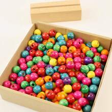 200 件鲜艳圆形木制工艺珠 - 天然、色彩鲜艳、穿线珠，适用于 DIY 珠宝制作和创意项目 - 优质、表面光滑、多功能工艺用品 - 彩色 - 查看 4