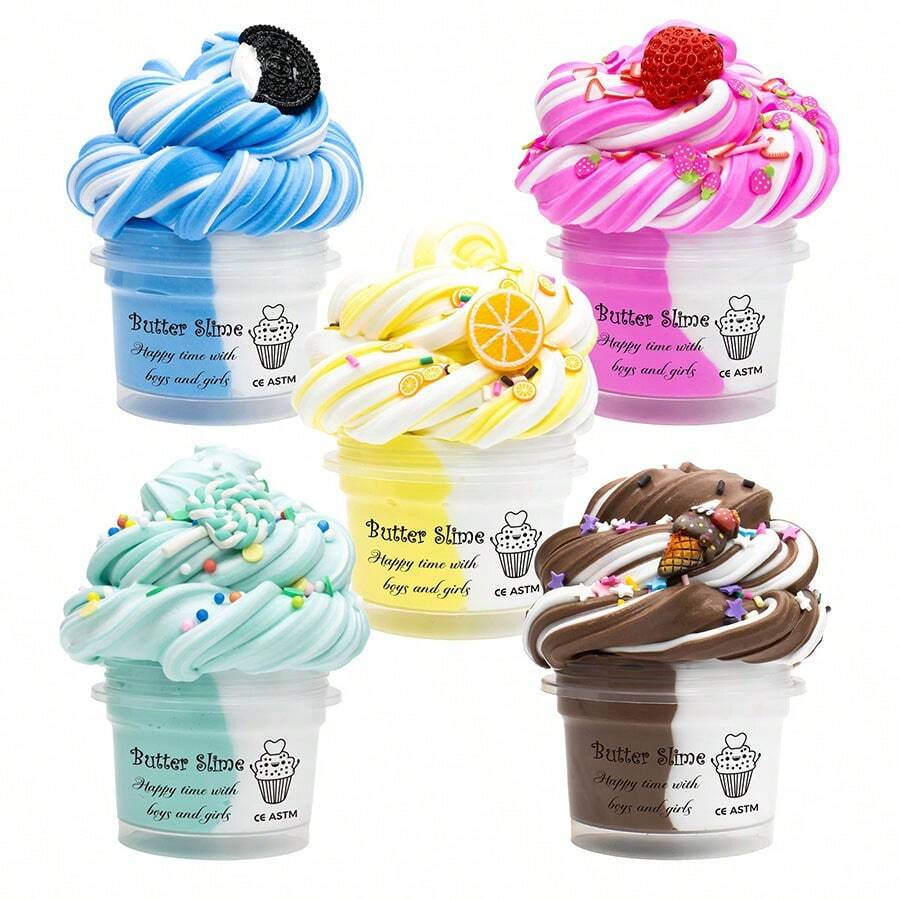 1 pieza de Kit de Slime de Mantequilla suave y elástico - No pegajoso, con aroma a pastel, textura esponjosa, adecuado para recuerdos de fiesta, regalos y juego creativo - Fácil y divertido de hacer, incluye pegatinas aleatorias - Multicolor - Ver 1