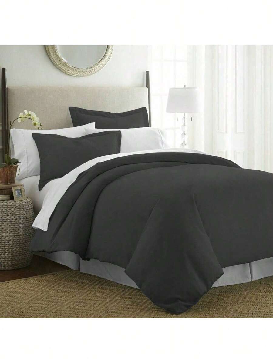 3PC Duvet Cover Set For Comforter By Kaycie Gray - Black - View 1