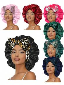 Cuffia da donna di colore solido, con stampa, in seta liscia e raso, adatta per l'uso casual e comodo per capelli quotidiani e come cuffia da notte