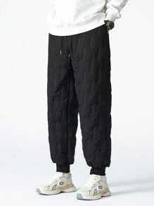 大码保暖内衬休闲裤，带袖口，保暖大码，适合秋冬穿着 - 黑色 - 查看 4