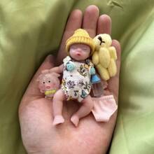 1 pieza 3,15 pulgadas/8 cm muñeca bebé Reborn de silicona hecha a mano, muñeca de silicona de piel pintada suave y flexible, muñeca Reborn realista impermeable y con apariencia de vida real, se puede bañar, regalo de cumpleaños - Multicolor - Ver 14