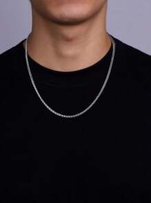 1pc S925 Sterling Silver Minimalist Style Unisex Necklace, Layerable Fashionable Clavicle Chains For Men & Women, Suitable For Daily Casual Wear & Jewellery Gift