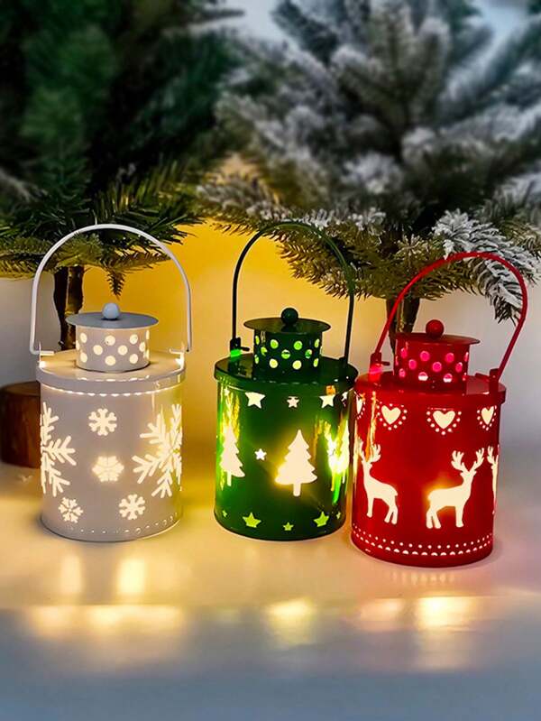 1 Stück Multi-Farben Weihnachts LED Retro Deko Schmiedeeisen Handlampe, LED kleine Laterne Windlicht elektrische Kerze im nordischen Stil, geeignet für Familienfeiern, Innen- und Außenbereich, Hofausstellung kreative Weihnachtsdekorations-Beleuchtung, Zimmer Deko Weihnachtsdeko Weihnachtsbeleuchtung Schlafzimmer Deko Heimdekoration Party Deko Urlaubsfest Weihnachtsgeschenk Weihnachtsbaum Deko Ornamente