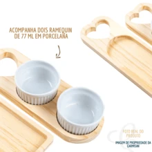 Carmisini Petisqueira Madeira com Ramequin para Molho Patê Mesa Posta