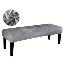Silver Fox Fur Bench Cover,Rectangular Stretch Square Ottoman Covers Slipcover Rectangle Washable Foot Stool Cover Thick Storage Protector With Elastic Bottom,Stretch Dining Room Bench Slipcovers