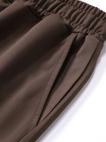 6pcs Spring & Autumn New Solid Color Elastic Waist Drawstring Men Jogger Sweatpants, Straight Leg Trousers