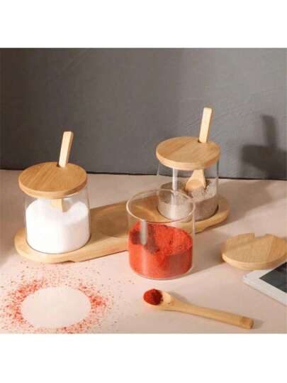 1 st tjock glaskryddburk, fuktsäker kryddbehållare, kökssalt/socker/MSG-flaska, sockerbehållare, vit snöig sockerburk, hushållslufttät glasburk för teblad, mandarinskal, spannmål och spannmål