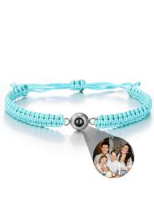 1 Stück personalisierte Foto-Projektions-Armband, rundes Projektions-Foto-Armband, buntes geflochtenes Projektions-Armband, geschlechtsneutrales Design, geeignet für Männer, Frauen, Paar, Familie, Freunde und Haustiere. Weihnachten, Halloween, Muttertag, Vatertag, Valentinstag und Geburtstagsgeschenk