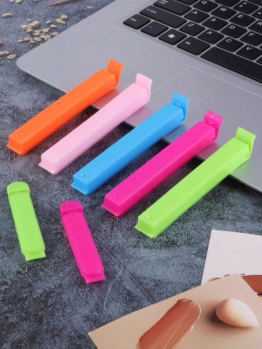 5/10件封口夹 零食保鲜夹 茶叶奶粉厨房食品袋 密封夹 塑料食品夹 颜色随机发货 - 彩色 - 查看 1