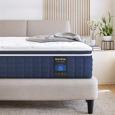 Inofia Mattress,12 Inch Memory Foam Sprung Mattress,Sleep Cool And Supportive,Pressure Relieving Airy Comfort Foam,Medium Firm Hybrid Mattress,The Aire Collection