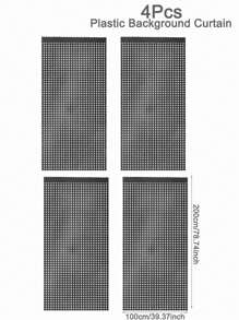 2 piezas/Paquete Cortina con fondo sólido metálico de 100cm x 200cm, Cortina cuadrada metálica dorada con borlas de plástico para decoración de fondo de cumpleaños, boda, graduación, fiesta festiva - Negro - Ver 7