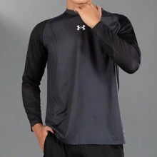 Under Armour 男士 V 领训练健身长袖 T 恤 - 灰色 - 查看 6