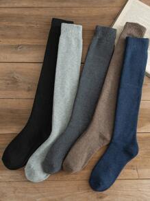 5 Pairs Men's Thick Thermal Thermal Lined Crew Socks, Autumn/Winter - Multicolor - View 2