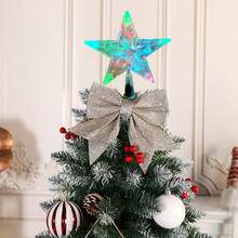 1pc/5.91in cho cây thông Noel cao 1,5cm và 1pc/8.66in cho cây thông Noel cao 1,8m, đèn LED trang trí Giáng sinh, đèn ngôi sao trang trí trên đỉnh cây thông Noel trong suốt, chạy bằng pin, hình ngôi sao 5 cánh, thích hợp cho cây thông, trang trí sân vườn và ngoài trời, đồ trang trí cây thông Noel lấp lánh, đèn dây ngôi sao 5 cánh LED cho sân, trang trí tiệc trong nhà, đồ trang trí Giáng sinh 5 sao - Nhiều màu - Xem 4