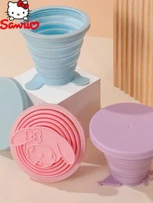 Sanrio Cartoon 1pc Outdoor Travel Portable Foldable Silicone Water Cup Anti-Drop Silicone High Temperature Resistant Retractable Cup Cartoon Mouthwash Cup