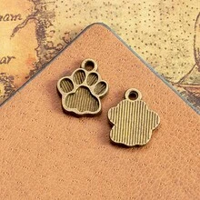 10/20 件狗爪/猫爪印花串珠吊坠，金属小狗脚印饰物，适合 DIY 珠宝制作、项链和手链 - 彩色 - 查看 15
