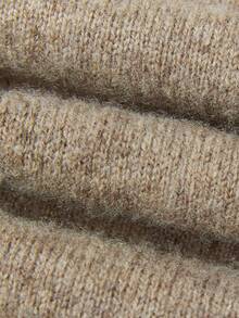 女士 100% 美利奴羊毛毛衣 V 领毛衣秋冬长袖柔软针织套头衫 - 駝色 - 查看 7