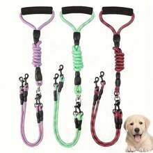 Dual Dog Leash With Wave Pattern - Detachable,Free Nylon Lead For Walking Two Dogs