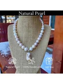 MYSOYA Dây chuyền ngọc trai giả nước ngọt nuôi cấy Baroque 11-13mm thủ công 100% kèm hộp quà, món quà hoàn hảo cho anh ấy/cô ấy, thích hợp cho hàng ngày, sinh nhật, kỷ niệm, đám cưới, ngày lễ tình nhân, giáng sinh, năm mới - vòng cổ - Xem 1