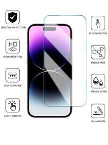 3pcs Tempered Glass Screen Protector, Compatible With IPhone 17 Pro Max, 16 Plus, 14 Pro, Also Compatible With 17, 16, 15, 14, 13, 12, 11 Pro Max, 12 Mini, 13 Mini. - Clear - View 4