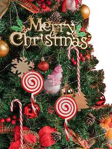 4pcs Christmas Tree Ornament,Red Lollipop Decoration, Acrylic Red And White Candy Christmas Ornament Swirl Lollipop For Christmas Decoration,Christmas